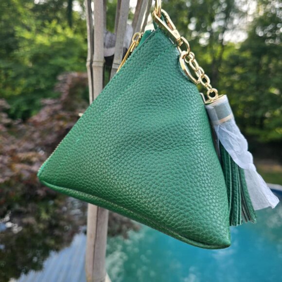 UNIQUE! Riah Fashion Pyramid Shape Tassel Wristlet Leather Bag - Leather Purse - Picture 4 of 5